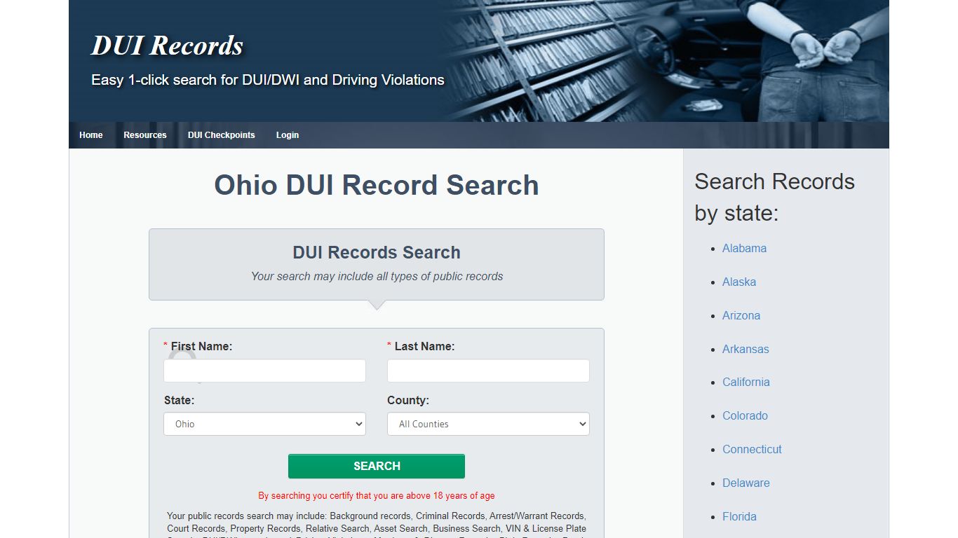 Ohio OVI | OH DUI Records Search