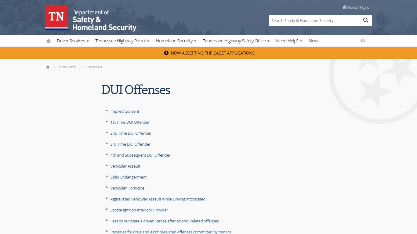DUI Offenses - Tennessee